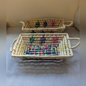 Woven Baskets with Handles - Set of 2